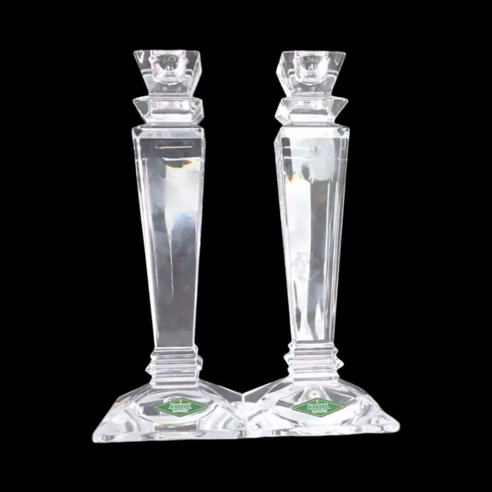 Shannon Crystal Designs of Ireland 24% Leaded Candleholders Set Made in Austria